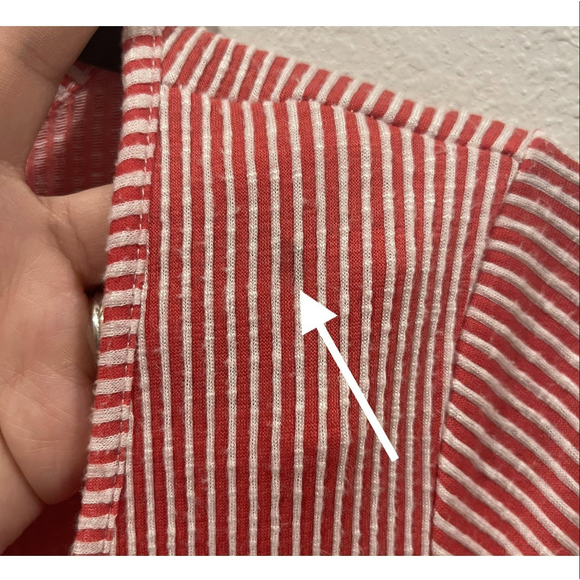 W5 White Red Short Sleeved Striped Top - Picture 4 of 4